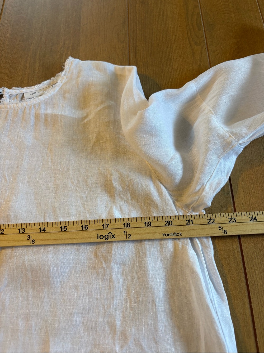 J Jill Love Linen Boho White 100% Linen Frayed Trim Tunic Top Large Lagenlook - Picture 12 of 15